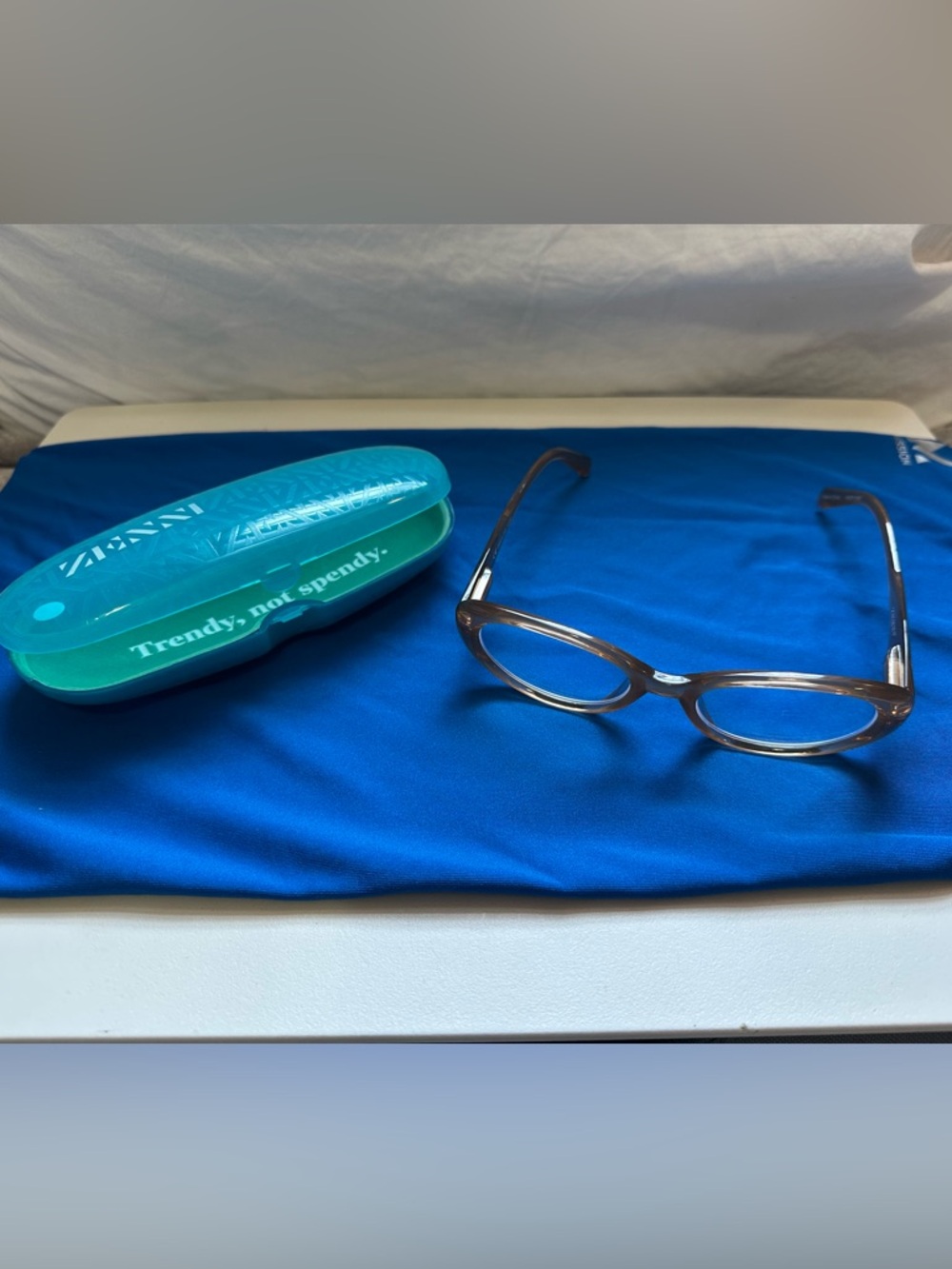 +0.50 Translucent Brownish Oval Reading Glasses - Lightweight Style with case